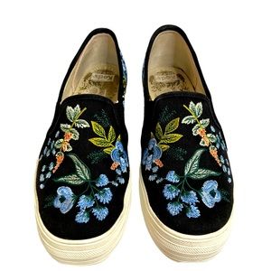 Keds x Rifle Paper Company Triple Decker Floral Embroidered Slip On Shoes Size 7
